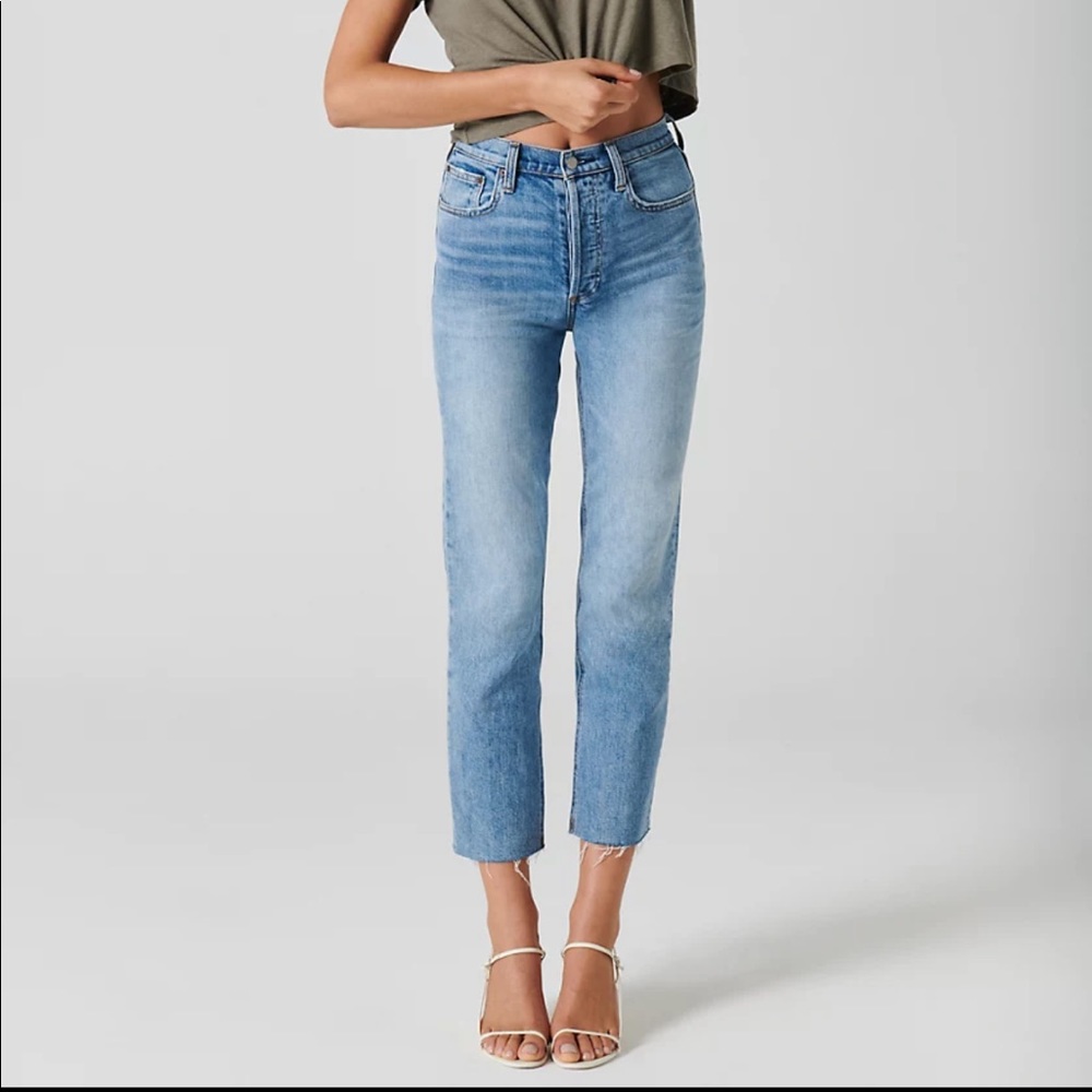 Denim Forum The Arlo High-Rise Straight Jean in Picture this Bleu